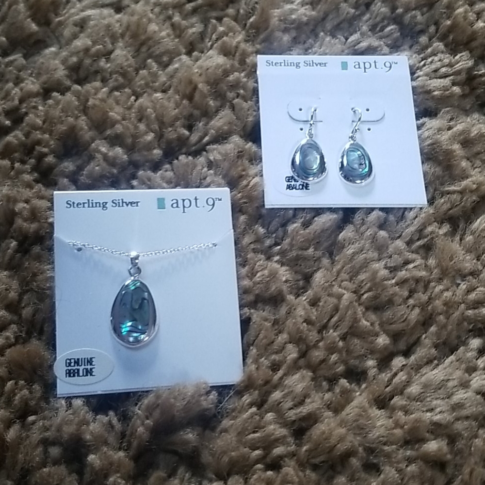 Sterling Silver Genuine Abalone Necklace/Earrings